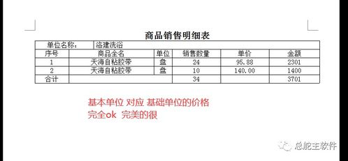 总舵主软件商品销售明细的打印流程